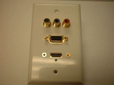 Component Video, HDMI, VGA Wall Plate White