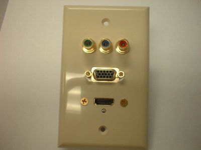 Component Video, HDMI, VGA Wall Plate Ivory