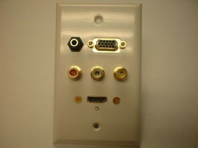 VGA, 3.5mm Stereo, A/V, USB Wall Plate White