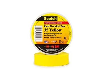 3M Scotch Vinyl Electrical Color Coding Tape 35 YELLOW, 3/4 in x 66 ft 35-3/4X66FT-YL