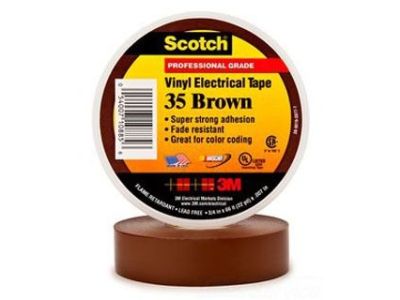 3M Scotch Vinyl Electrical Color Coding Tape 35 BROWN, 3/4 in x 66 ft 35-3/4X66FT-BR