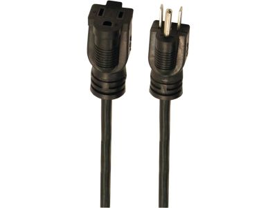 Black 16/3, 15ft, Extension Cord, Power Cord, Grounded