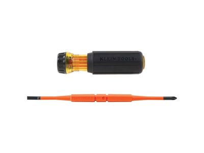 Klein Flip-Blade Insulated Screwdriver, 2-in1, Phillips Bit #1, Slot Bit 3/16-Inch