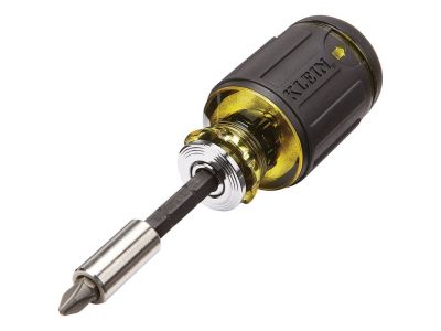 Klein 8-in-1 Multi-Bit Adjustable Length Stubby Screwdriver Slot Phillips Square and 1/4 Hex