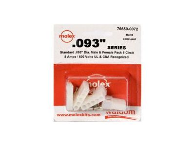 2 SETS, MOLEX .093 SERIES 5 CIRCUIT CONNECTOR RECEPTACLE & PLUG 03-09-2057 03-09-1054, 76650-0072