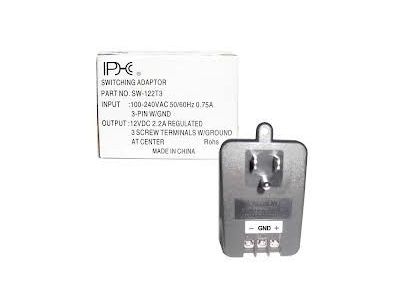 100-240VAC 12VDC 2.2A 3-USA PIN POWER SUPPLY SW122T3 REPLACES, PV-1212S3, ST-121A, RTD12/5RT, SCREW TERMINALS