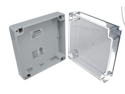 IP65 NEMA Chassis Box Sealed Lid Polycarbonate ABS with Clear Cover 6.30 X 6.30 X 2.36 In