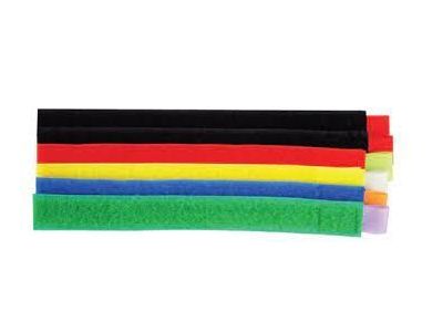 6 Pack, 7 1/2 inch x 7/8 inch Multicolor Hook & Loop Fastener Wire Organizer