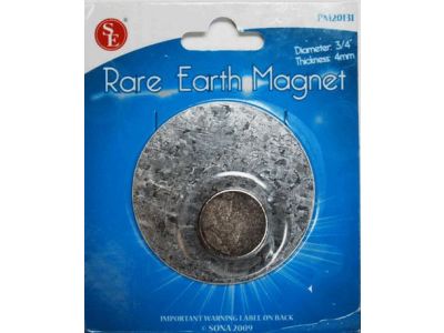 RARE EARTH MAGNET Diameter : 3/4 inch Thickness: 4 mm 12 Lbs PM20131SE