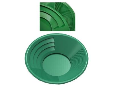 14 inch Green Dual Riffle Gold Pan, 3 inch x 1/4 inch Deep Riffles, Mining, Miners