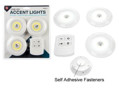 90 Lumen, 3Watt COB Light Set With Remote, 3 Lights & 1 Remote