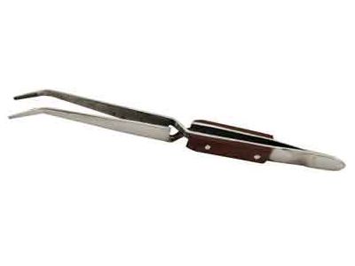 6 1/2 inch FIBER GRIP CROSS LOCK TWEEZER BENT TIP