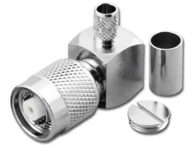 TNC REVERSE POLARITY RIGHT ANGLE MALE CRIMP CONNECTOR LMR240 RG8X RPT3949-L240