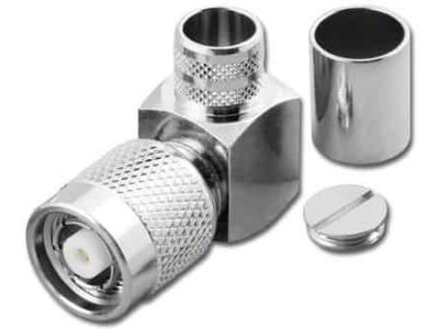 TNC REVERSE POLARITY RIGHT ANGLE MALE CRIMP CONNECTOR FOR LMR400 RPT3949-L400