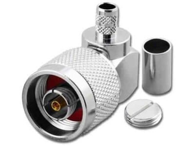 N REVERSE POLARITY MALE RIGHT ANGLE CRIMP CONNECTOR RG8X LMR240 RPN6749-L240