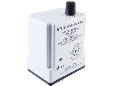 Time Delay Relay, Delay on Release, 10A DPDT, 24-240VAC, 12-125VDC, Time Range .05Sec-100Hrs, 120V .1 TO 10 SEC, Replaces NTE R32-11A10-120K, R32-11A10-120L, R32-11A10-120M, R32-11D10-24K, R32-11D10-24L