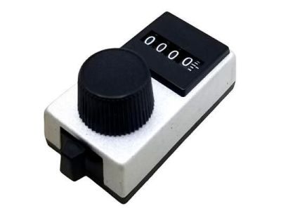 Spectrol Vishay 15-2-11, Dial 100 Turn 4 Digit Numeric Display 1/4 Inch Diameter Shaft Brake Lever Knob 1 Inch X 1 3/4 Inch