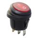KCD1 Red Waterproof Round Rocker Switch ON-OFF, 120VAC Lighted, 10A/125VAC, Snaps into a 3/4 Inch round hole.
