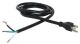 POWER CORD 16/3C BLK. 6 ft NEMA 5-15P PLUG TO STRIPED ENDS, 16/3 Pigtail