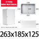 IP65 Weather Proof Sealed Chassis Box, Enclosure, with Lid. Polycarbonate ABS, Gray, 263x185x125mm