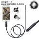 5.5mm Camera, USB or USB Micro Connectors, IP68 Waterproof, Color Endoscope Borescope, Length: 3ft Flexable Cable. Includes Magnet, Hook, Mirror Attachments.