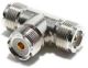 UHF 3 FEMALE T ADAPTOR SPLITTER TEE
