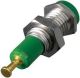 Green Panel Mount Test Point, Tip Jack, .25 inch Mounting hole size.
