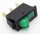 SPST LIGHTED ROCKER SWITCH 20A 125VAC 15A 250VAC GREEN IRS-101, KCD3, LAMP VOLTAGE 125/250VAC