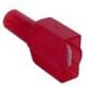 100PK Fully Insulated Male Quick Slide:  22-16 AWG,  0.25 inch X 0.03 inch mating tab,  nylon,  red