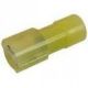 100PK Fully Insulated Male Quick Slide:  12-10 AWG,  0.25 inch X 0.03 inch mating tab,  nylon,  yellow