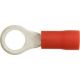 100PK Rings: 22-16 AWG, Stud #10, vinyl, red