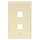 2 Port Keystone Wallplate IVORY Smooth Face