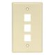 3 Port Keystone Wallplate IVORY Smooth Face