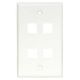 4 Port Keystone Wallplate White Smooth Face