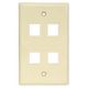 4 Port Keystone Wallplate IVORY Smooth Face