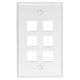 6 Port Keystone Wallplate White Smooth Face