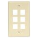 6 Port Keystone Wallplate IVORY Smooth Face