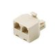 RJ12 MODULAR TEE SPLITTER ADAPTER 1 PLUG / 2 JACKS