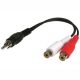Y ADAPTOR RCA MALE TO 2 RCA FEMALES 6 inch