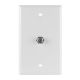COAX WHITE FLUSH MOUNT WALL PLATE CENTER HOLE, WITH CONNECTOR