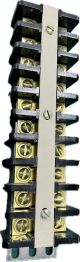 Curtis Large Brass Terminal Barrier Block Strip 10 Position / 10 Pole, #10 Stud, 8 inch L x 2 inchW