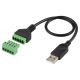 USB Type A Male to Terminal Breakout Connector with Screws, Rewire Reconfiguration Adapter
