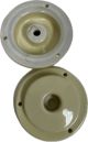 Round Canopy Disc Ceramic Porcelain Insulator Standoff, 4 Inch Diameter, 1 Inch Tall, 3/8 Inch Center Hole, Ivory Color