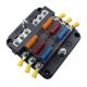 1 in 6 Out Fuse Block Box with a Common Ground. Screw Terminals, ATO Holder with LED Warning Indicator for Auto Car Truck Boat