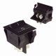 ROCKER SWITCH, 15A 125V 10A 250V, ON - OFF, DPST, 1/4 inch QUICK SLIDE SPADE TERMINALS, SNAP-IN 1 inch X 1 inch CUTOUT, C&K C222/J1