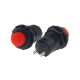 PUSH BUTTON SWITCH, 3A 125VAC, Push on Push off, Red, SPST,  SOLDER TERMINALS