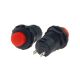 PUSH BUTTON SWITCH, 3A 125VAC, Push on Push off, Red, SPST, SOLDER TERMINALS