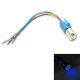 PUSH ON PUSH OFF BUTTON SWITCH, Blue LED Ring Indicator 12-24VDC, 5A , ON - OFF , SPST, SOLDER TERMINALS or PLUGS into WIRING PIGTAIL INCLUDED, 12mm Hole Size.