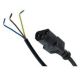 AC POWER CORD 18/3 IEC FEMALE SOCKET TO STRIPED ENDS, 6 ft, BLACK, ROUND, Pigtail