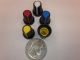 KNOB push on for fluted knurld 1/4 Inch shafts, 17mm Tall, 15mm Wide at base, Black Body, Available with Red, Yellow, Blue or White Pointer Bin 1